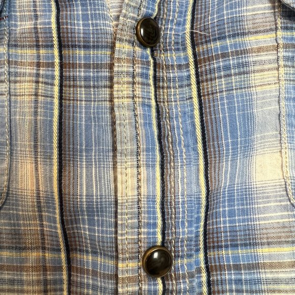 Men's Dakota Grizzly Western Pearl Snap Button Shirt Sz M Cotton Blue Plaid - Picture 4 of 11